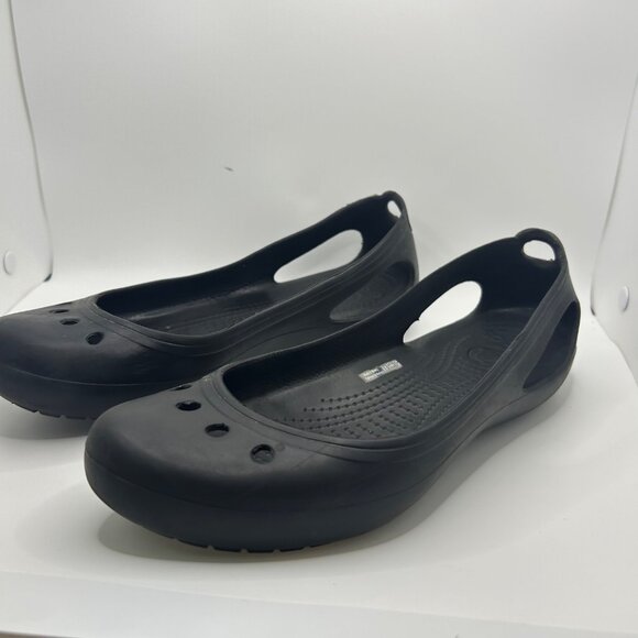 Crocs Womens Black Slip-On Flats Size 10 Lightweight Casual Shoes - Picture 3 of 7